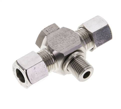 10L & G1/4'' Stainless Steel Tee Swivel Joint Cutting Fitting with Male Threads 315 bar ISO 8434-1