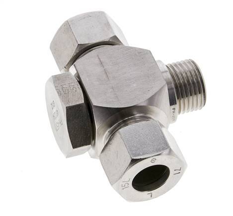 15L & G1/2'' Stainless Steel Tee Swivel Joint Cutting Fitting with Male Threads 315 bar ISO 8434-1