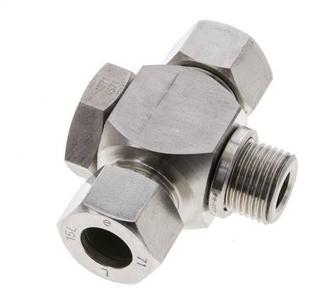 15L & G1/2'' Stainless Steel Tee Swivel Joint Cutting Fitting with Male Threads 315 bar ISO 8434-1