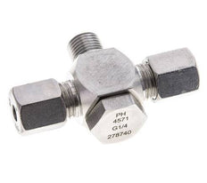 6S & G1/4'' Stainless Steel Tee Swivel Joint Cutting Fitting with Male Threads 400 bar ISO 8434-1