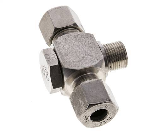 10S & G3/8'' Stainless Steel Tee Swivel Joint Cutting Fitting with Male Threads 400 bar ISO 8434-1