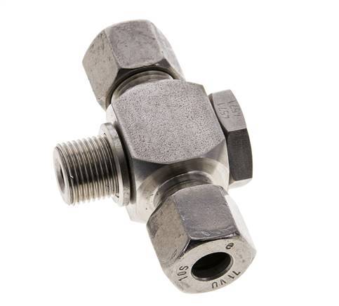 10S & G3/8'' Stainless Steel Tee Swivel Joint Cutting Fitting with Male Threads 400 bar ISO 8434-1