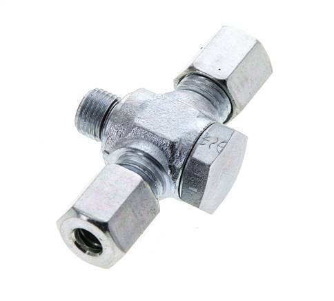 6L & M10x1 Racor giratorio en T de acero zincado con rosca macho 315 bar NBR ISO 8434-1