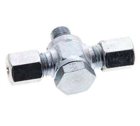 6L & M10x1 Racor giratorio en T de acero zincado con rosca macho 315 bar NBR ISO 8434-1