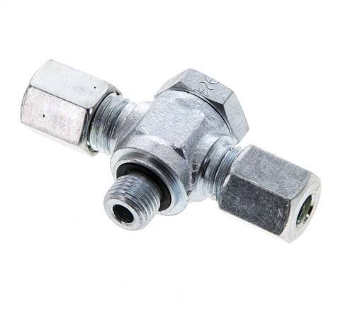 6L & M10x1 Racor giratorio en T de acero zincado con rosca macho 315 bar NBR ISO 8434-1