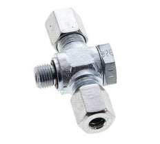 6L & M10x1 Racor giratorio en T de acero zincado con rosca macho 315 bar NBR ISO 8434-1