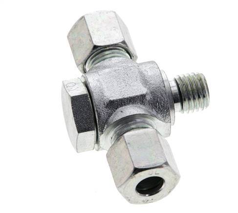 8L & M12x1.5 Zink plated Steel Tee Swivel Joint Cutting Fitting with Male Threads 315 bar NBR ISO 8434-1