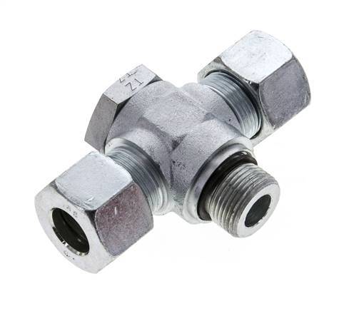 16S & M22x1.5 Zink plated Steel Tee Swivel Joint Cutting Fitting with Male Threads 400 bar NBR ISO 8434-1