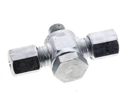 6L & G1/8'' Zink plated Steel Tee Swivel Joint Cutting Fitting with Male Threads 315 bar NBR ISO 8434-1