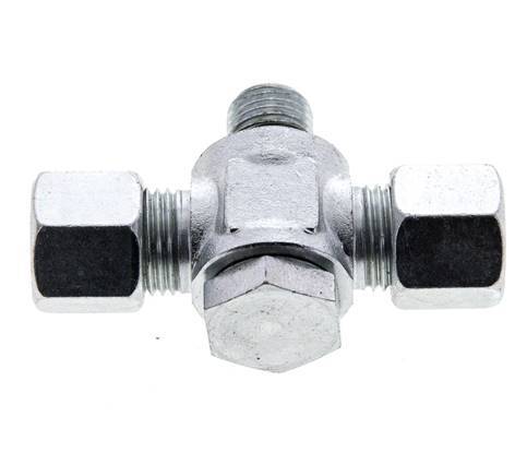 10L & G1/4'' Zink plated Steel Tee Swivel Joint Cutting Fitting with Male Threads 315 bar NBR ISO 8434-1