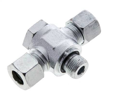 12L & G3/8'' Zink plated Steel Tee Swivel Joint Cutting Fitting with Male Threads 315 bar NBR ISO 8434-1