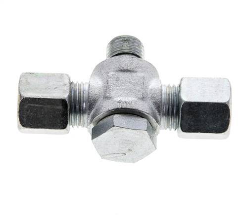 8S & G1/4'' Racor giratorio en T de acero zincado con rosca macho 400 bar NBR ISO 8434-1