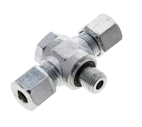 8S & G1/4'' Racor giratorio en T de acero zincado con rosca macho 400 bar NBR ISO 8434-1