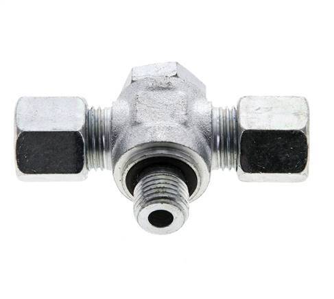 8S & G1/4'' Racor giratorio en T de acero zincado con rosca macho 400 bar NBR ISO 8434-1
