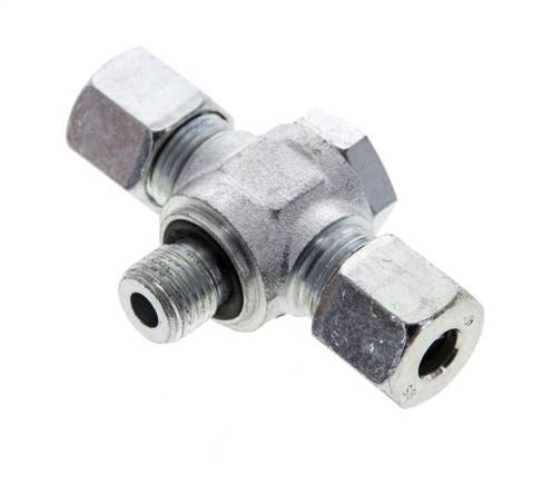 8S & G1/4'' Racor giratorio en T de acero zincado con rosca macho 400 bar NBR ISO 8434-1