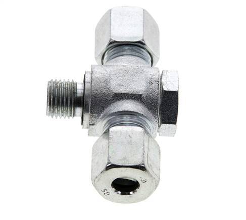 8S & G1/4'' Racor giratorio en T de acero zincado con rosca macho 400 bar NBR ISO 8434-1