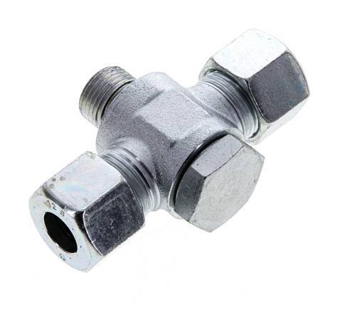 12S & G3/8'' Racor giratorio en T de acero zincado con rosca macho 400 bar NBR ISO 8434-1