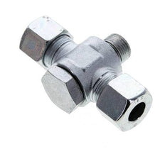 12S & G3/8'' Zink plated Steel Tee Swivel Joint Cutting Fitting with Male Threads 400 bar NBR ISO 8434-1