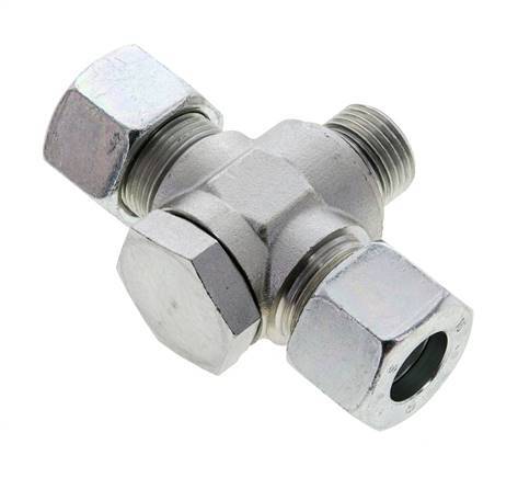 16S & G1/2'' Zink plated Steel Tee Swivel Joint Cutting Fitting with Male Threads 400 bar NBR ISO 8434-1