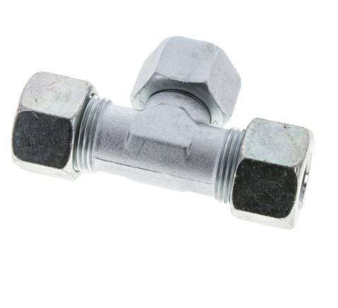 20S Zink plated Steel T-Shape Tee Cutting Fitting with Swivel 400 bar NBR Adjustable ISO 8434-1