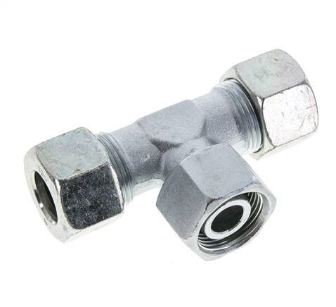 20S Zink plated Steel T-Shape Tee Cutting Fitting with Swivel 400 bar NBR Adjustable ISO 8434-1