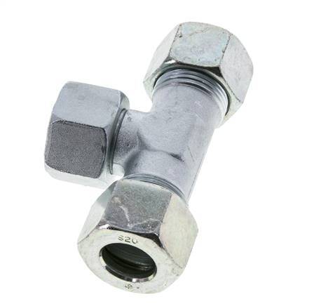 20S Zink plated Steel T-Shape Tee Cutting Fitting with Swivel 400 bar NBR Adjustable ISO 8434-1