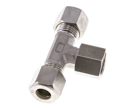 10L Stainless Steel T-Shape Tee Compression Fitting with Swivel 315 bar FKM Adjustable ISO 8434-1