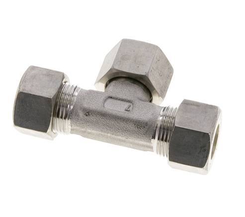 15L Stainless Steel T-Shape Tee Compression Fitting with Swivel 315 bar FKM Adjustable ISO 8434-1