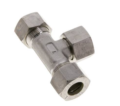 15L Stainless Steel T-Shape Tee Compression Fitting with Swivel 315 bar FKM Adjustable ISO 8434-1