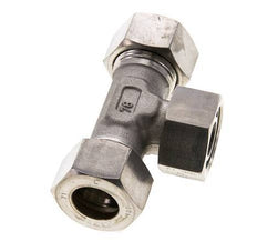 18L Stainless Steel T-Shape Tee Compression Fitting with Swivel 315 bar FKM Adjustable ISO 8434-1