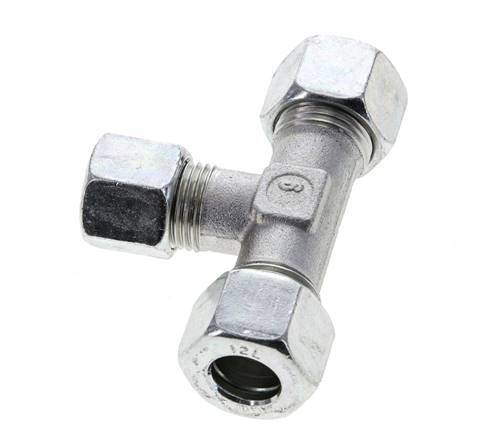 10L & 12L Zink plated Steel T-Shape Tee Cutting Fitting 315 bar ISO 8434-1