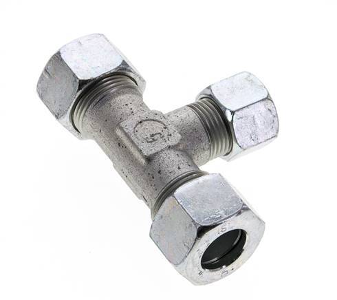 12L & 15L Zink plated Steel T-Shape Tee Cutting Fitting 315 bar ISO 8434-1
