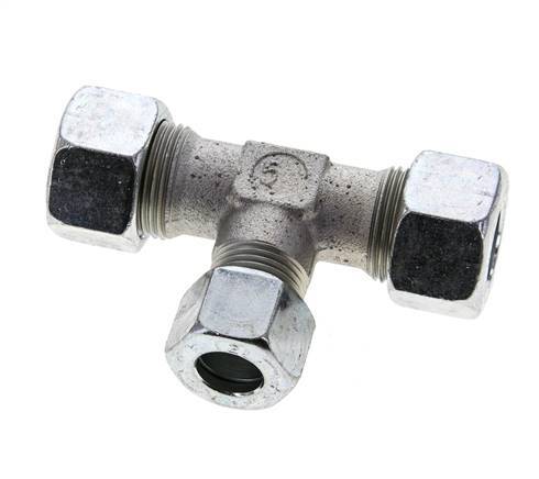 12L & 15L Zink plated Steel T-Shape Tee Cutting Fitting 315 bar ISO 8434-1