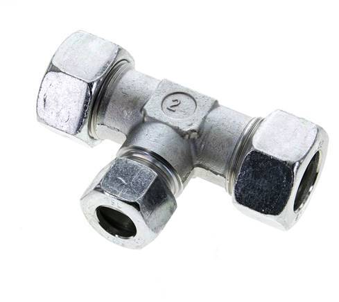 15L & 22L Zink plated Steel T-Shape Tee Cutting Fitting 160 bar ISO 8434-1