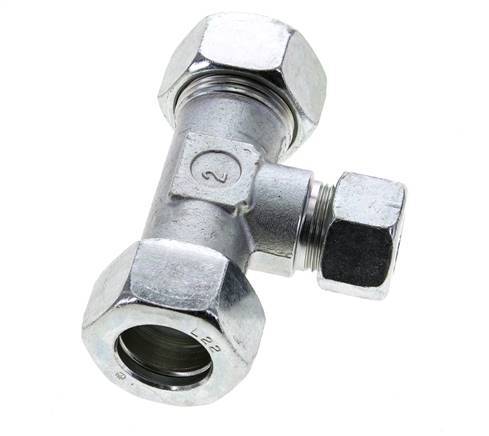 15L & 22L Zink plated Steel T-Shape Tee Cutting Fitting 160 bar ISO 8434-1