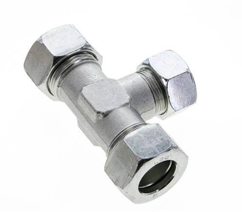 18L & 22L Zink plated Steel T-Shape Tee Cutting Fitting 160 bar ISO 8434-1