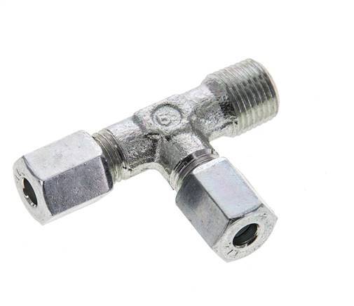 4LL & R1/8'' Zink Plated Steel Right Angle Tee Cutting Fitting with Male Threads 100 bar ISO 8434-1