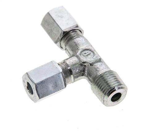 4LL & R1/8'' Zink Plated Steel Right Angle Tee Cutting Fitting with Male Threads 100 bar ISO 8434-1