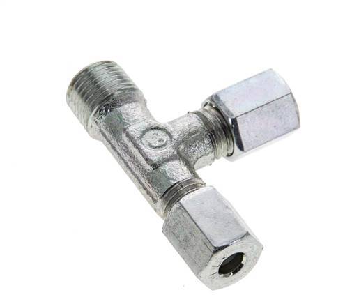 4LL & R1/8'' Zink Plated Steel Right Angle Tee Cutting Fitting with Male Threads 100 bar ISO 8434-1