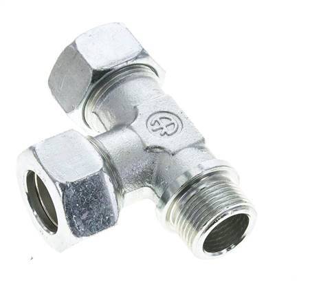 22L & G3/4'' Zink Plated Steel Right Angle Tee Cutting Fitting with Male Threads 160 bar ISO 8434-1