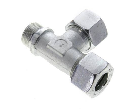 20S & G3/4'' Zink Plated Steel Right Angle Tee Cutting Fitting with Male Threads 400 bar ISO 8434-1