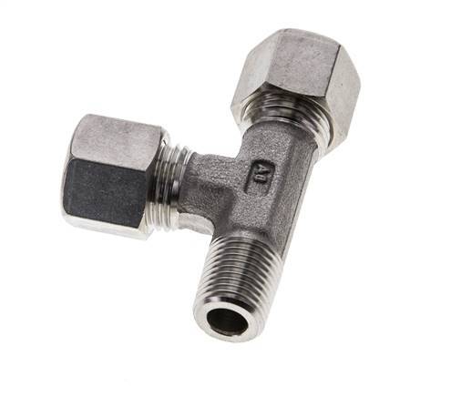 10L & R1/4'' Stainless Steel Right Angle Tee Compression Fitting with Male Threads 315 bar ISO 8434-1