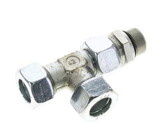 22L & M26x1.5 Zink Plated Steel Right Angle Tee Cutting Fitting with Male Threads 160 bar Adjustable ISO 8434-1