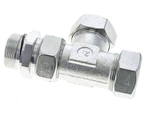 35L & M42x2 Zink Plated Steel Right Angle Tee Cutting Fitting with Male Threads 160 bar Adjustable ISO 8434-1