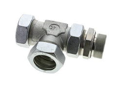 42L & M48x2 Zink Plated Steel Right Angle Tee Cutting Fitting with Male Threads 160 bar Adjustable ISO 8434-1