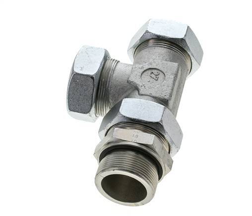 42L & M48x2 Zink Plated Steel Right Angle Tee Cutting Fitting with Male Threads 160 bar Adjustable ISO 8434-1