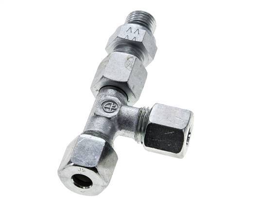 8S & M14x1.5 Zink Plated Steel Right Angle Tee Cutting Fitting with Male Threads 630 bar Adjustable ISO 8434-1