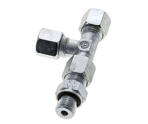 8S & M14x1.5 Zink Plated Steel Right Angle Tee Cutting Fitting with Male Threads 630 bar Adjustable ISO 8434-1