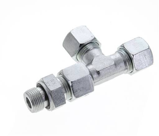 14S & M20x1.5 Zink Plated Steel Right Angle Tee Cutting Fitting with Male Threads 630 bar Adjustable ISO 8434-1
