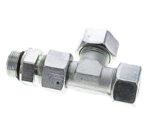 25S & M33x2 Zink Plated Steel Right Angle Tee Cutting Fitting with Male Threads 400 bar Adjustable ISO 8434-1